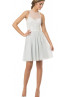 A-line Sheer Neckline Gray Lace Knee Length Prom Dress